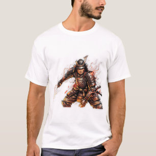Camiseta blanca estética oscura de samurái vacío –