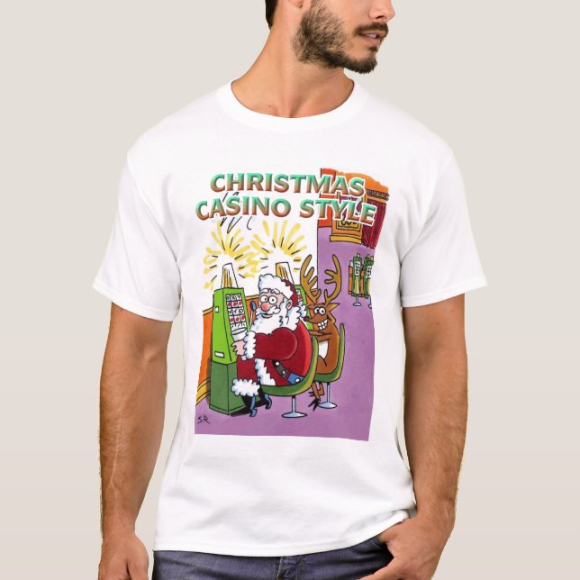 Camiseta blanca estilo Casino navidades (Anverso)