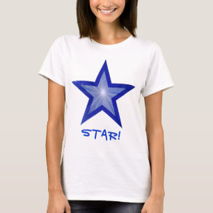 Camiseta blanca "Estrella" azul oscuro