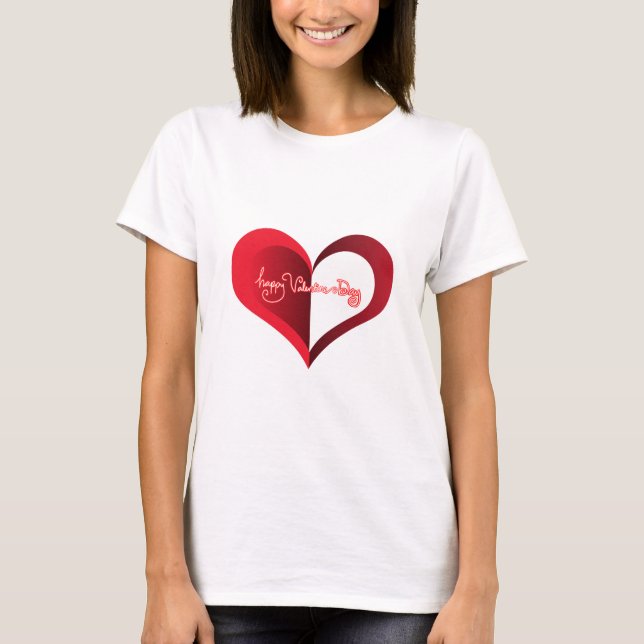 Camiseta blanca feliz Día de San Valentín (Anverso)