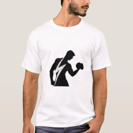 Camiseta blanca gráfica de fitness para hombre cul