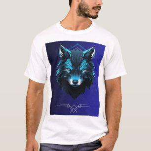 camiseta blanca hafe con diseño de lobo en la part