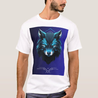 camiseta blanca hafe con diseño de lobo en la part