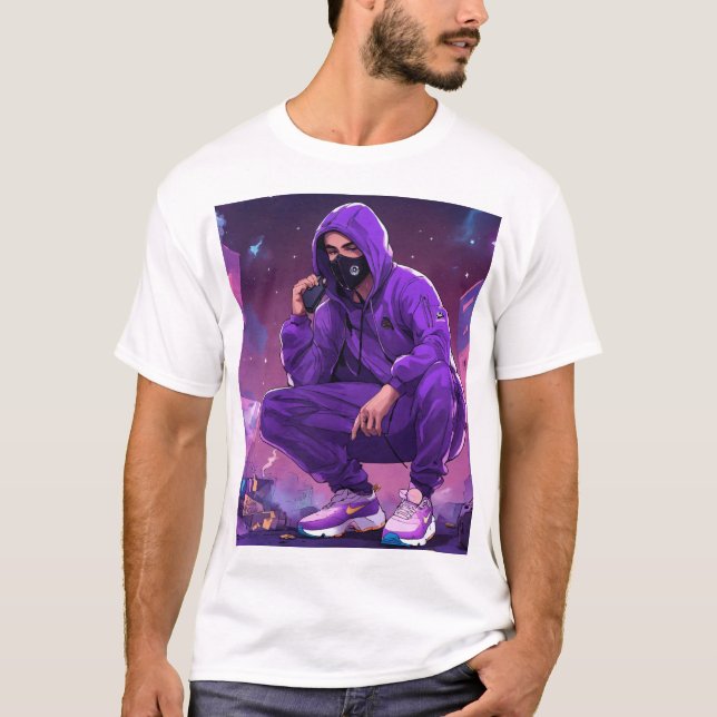 camiseta blanca impresa por un chico de nueva acti (Anverso)