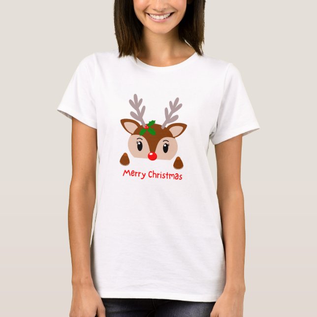 Camiseta blanca impresa, tema de Navidades (Anverso)