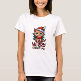Camiseta blanca impresa, tema de Navidades