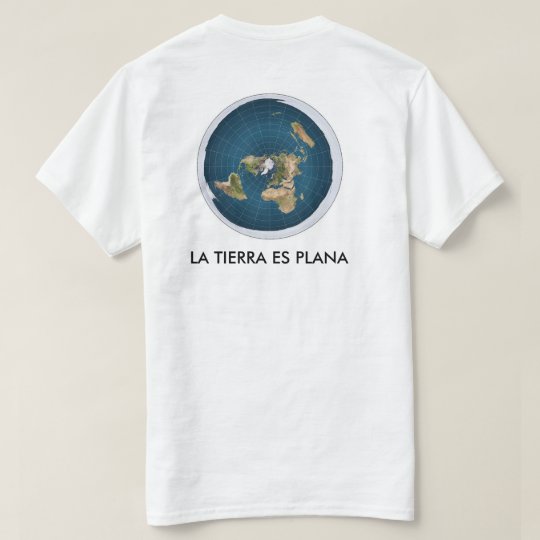 camiseta blanca mapa tierra plana