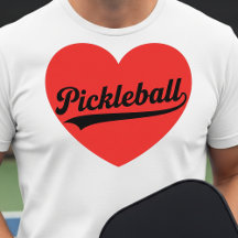 Camiseta Blanca Minimalista de Pickleball Corazón 