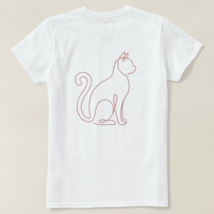 Camiseta Blanca Minimalista Gato Wifey Rosa