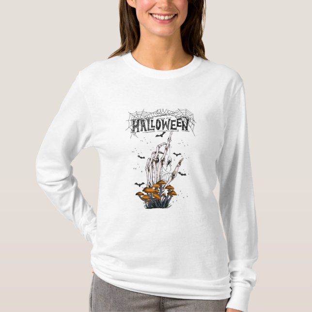 Camiseta blanca moderna de Halloween de marca pers (Anverso)