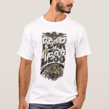 Camiseta blanca motivacional Men's Fearless Tiger