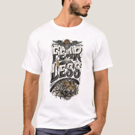 Camiseta blanca motivacional Men's Fearless Tiger