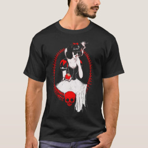 Camiseta Blanca Nieves Gótica Fumando - Impresión de Arte O