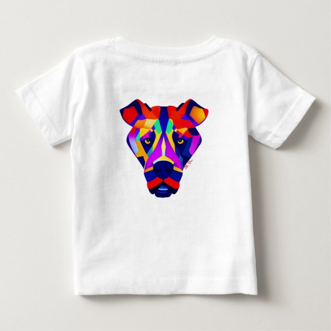 Camiseta blanca para bebé de Alexander's Dog (Reverso)