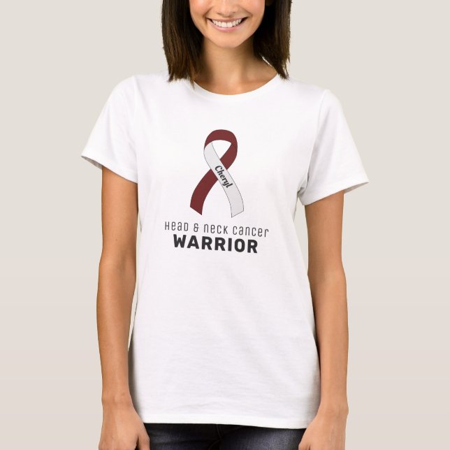 Camiseta blanca para el cáncer de cabeza y cuello (Anverso)