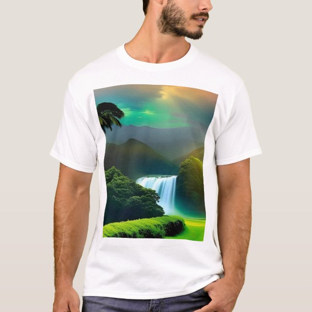Camiseta blanca para hombres medio tropical hermos (Anverso)