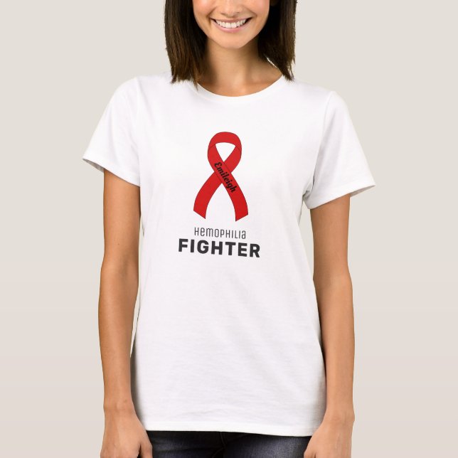 Camiseta blanca para la lucha contra la hemofilia (Anverso)