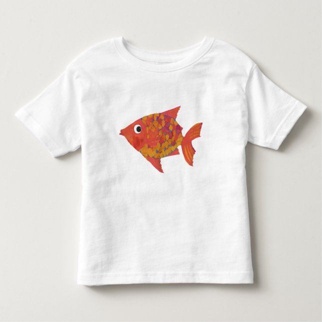 Camiseta blanca para niños pequeños con un pez nar (Anverso)