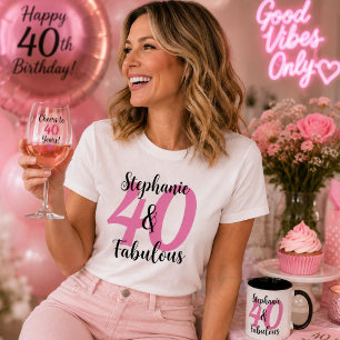 Camiseta blanca personalizada de cumpleaños 40 y f
