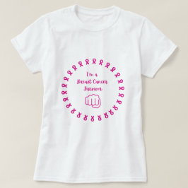 Camiseta Blanca Puño Rosa Sobreviviente de Cáncer 
