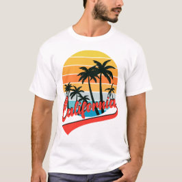 Camiseta Blanca Retro Sunset de California