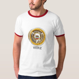 Camiseta blanca/roja del vintage del campanero