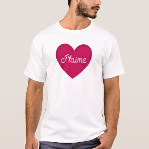 Camiseta blanca S M L XL 1X de J'taime del corazón