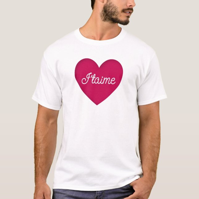 Camiseta blanca S M L XL 1X de J'taime del corazón (Anverso)