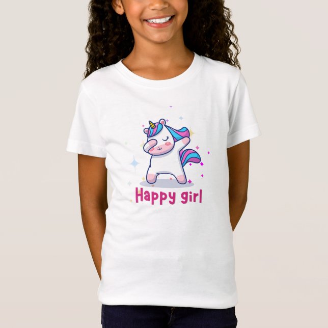 Camiseta blanca simple de unicornio (Anverso)