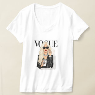 Camiseta blanca Vogue de media manga