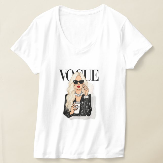 Camiseta blanca Vogue de media manga (Distribución )