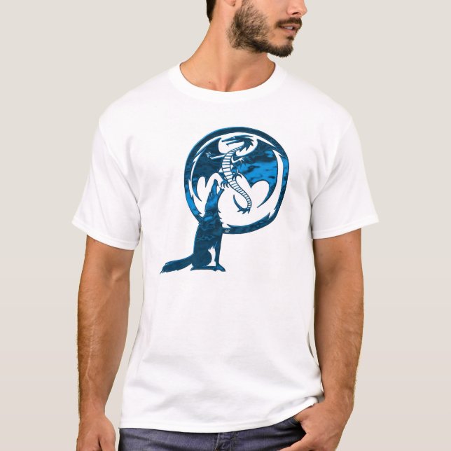Camiseta blanca Wolf & Dragon blue men (Anverso)