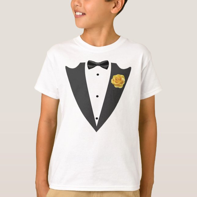 Camiseta blanca y negra de Tuxedo (Anverso)