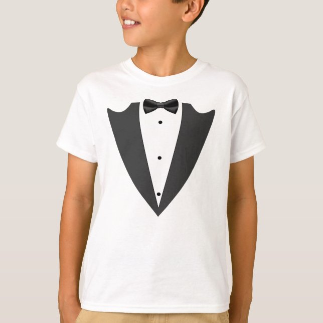 Camiseta blanca y negra de Tuxedo (Anverso)