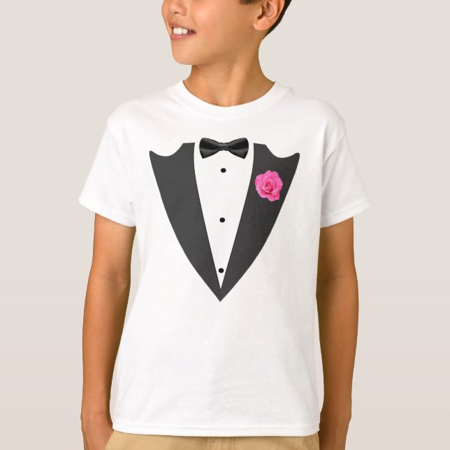 Camiseta blanca y negra de Tuxedo (Anverso)