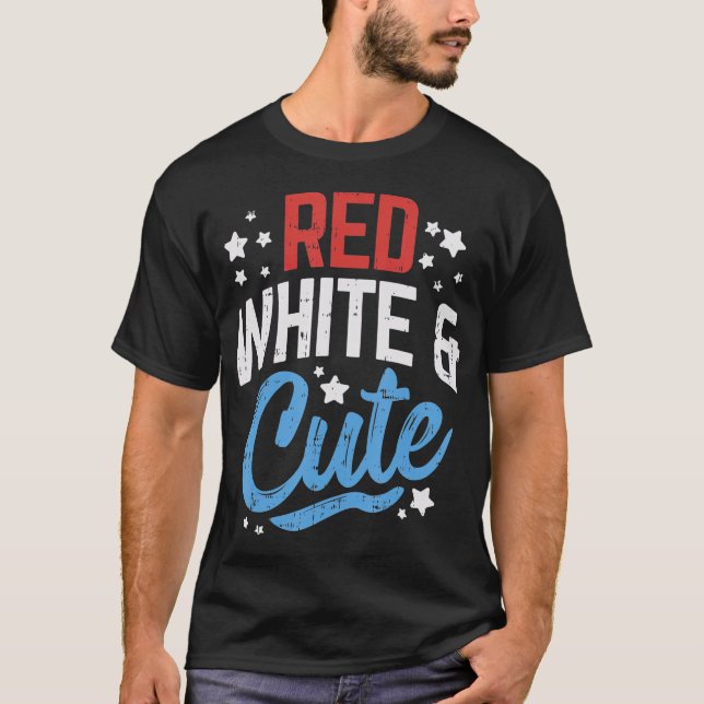 Camiseta Blancas Rojas Y Ee.Uu. Cuidados 4 De Julio Mujeres (Anverso)