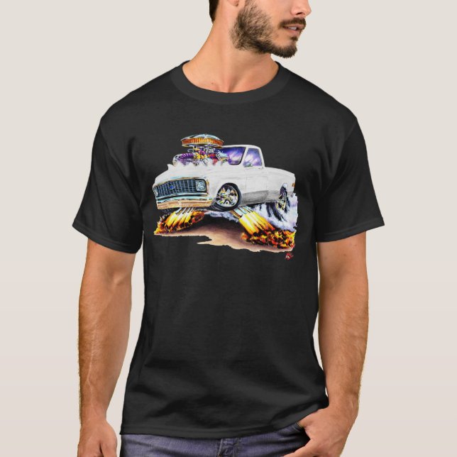 Camiseta Blanco 1970-72 de Chevy C10 Longbed (Anverso)