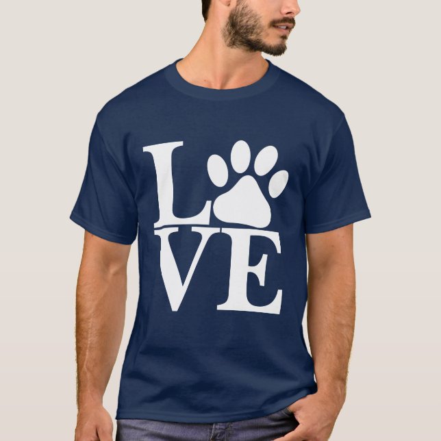 Camiseta Blanco AMOR Palabra Rutas de Perro Motif (Anverso)