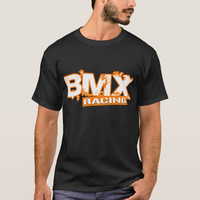 CAMISETA BLANCO ANARANJADO DE LAS CARRERAS DE BMX (Anverso)