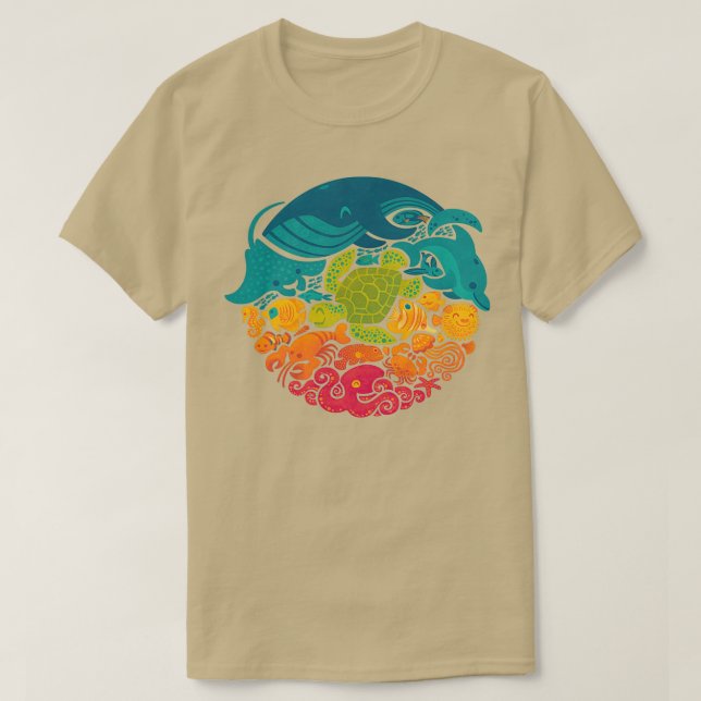 Camiseta Blanco arcoiris acuático (Diseño del anverso)