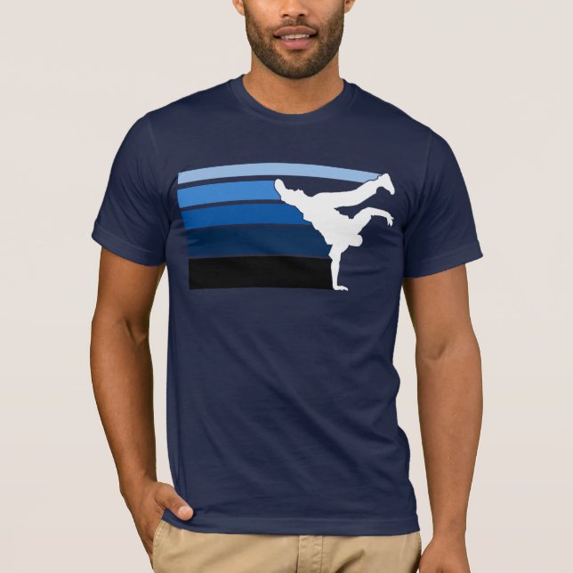 Camiseta Blanco azul de la pendiente de BBOY (Anverso)