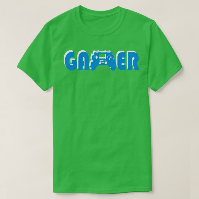 Camiseta Blanco azul gamer 3D (Diseño del anverso)