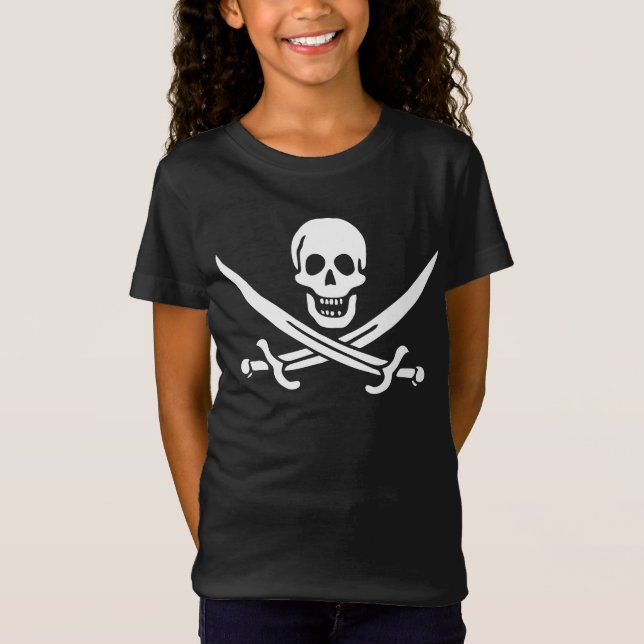 Camiseta Blanco, Bandera Pirata Calico Jack, Calavera y Cuc (Anverso)