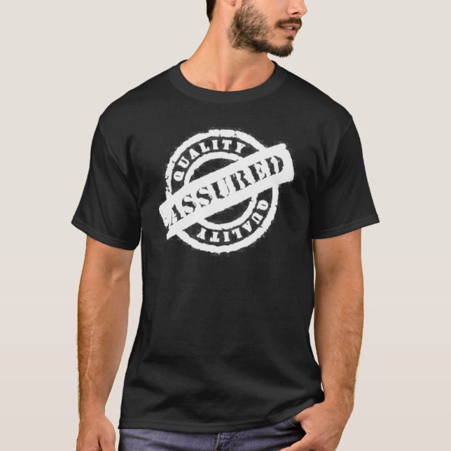 Camiseta blanco confiado de la calidad del sello (Anverso)