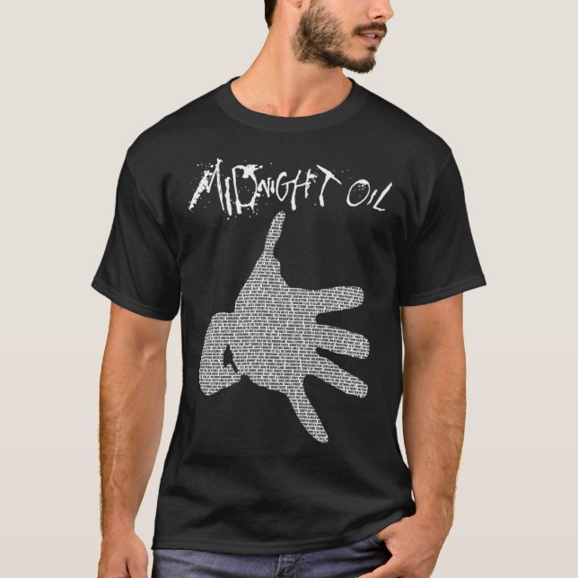 Camiseta blanco de aceite de medianoche (Anverso)
