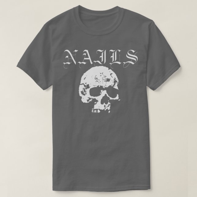 Camiseta Blanco de la banda de Punk duro de las uñas (Diseño del anverso)