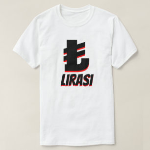 Camiseta blanco de la lira turca del lirası de Türk del ₺