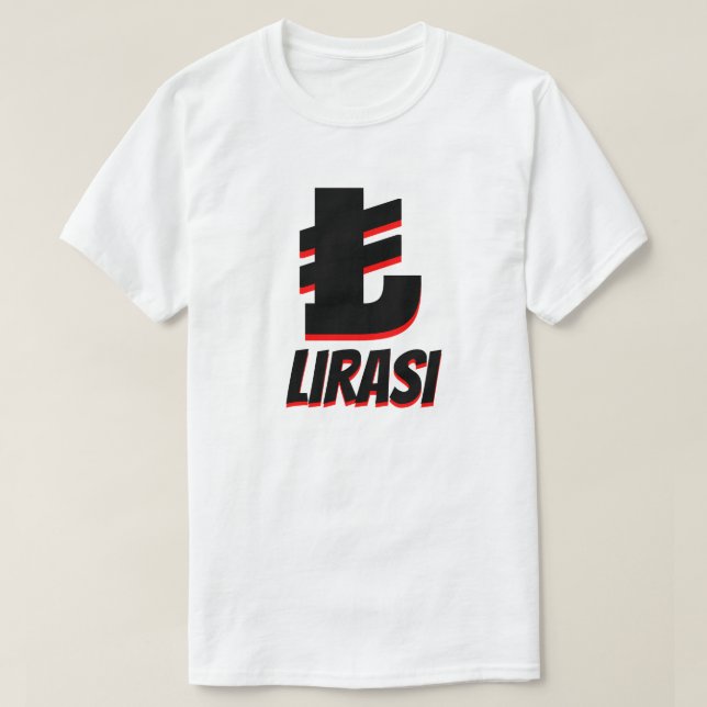 Camiseta blanco de la lira turca del lirası de Türk del ₺ (Diseño del anverso)