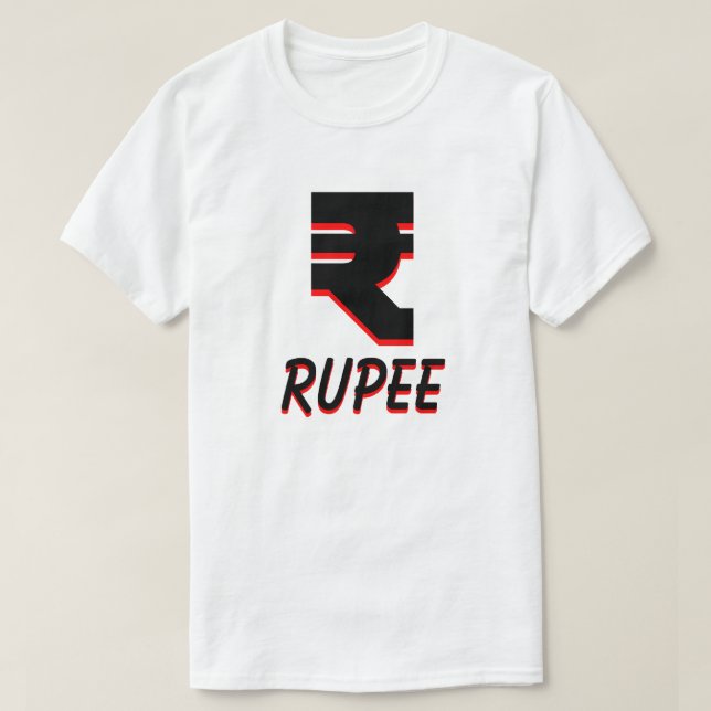 Camiseta Blanco de la rupia ₹ (Diseño del anverso)