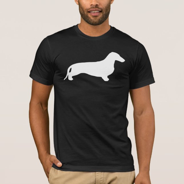 Camiseta Blanco de la silueta del Dachshund + sus ideas (Anverso)